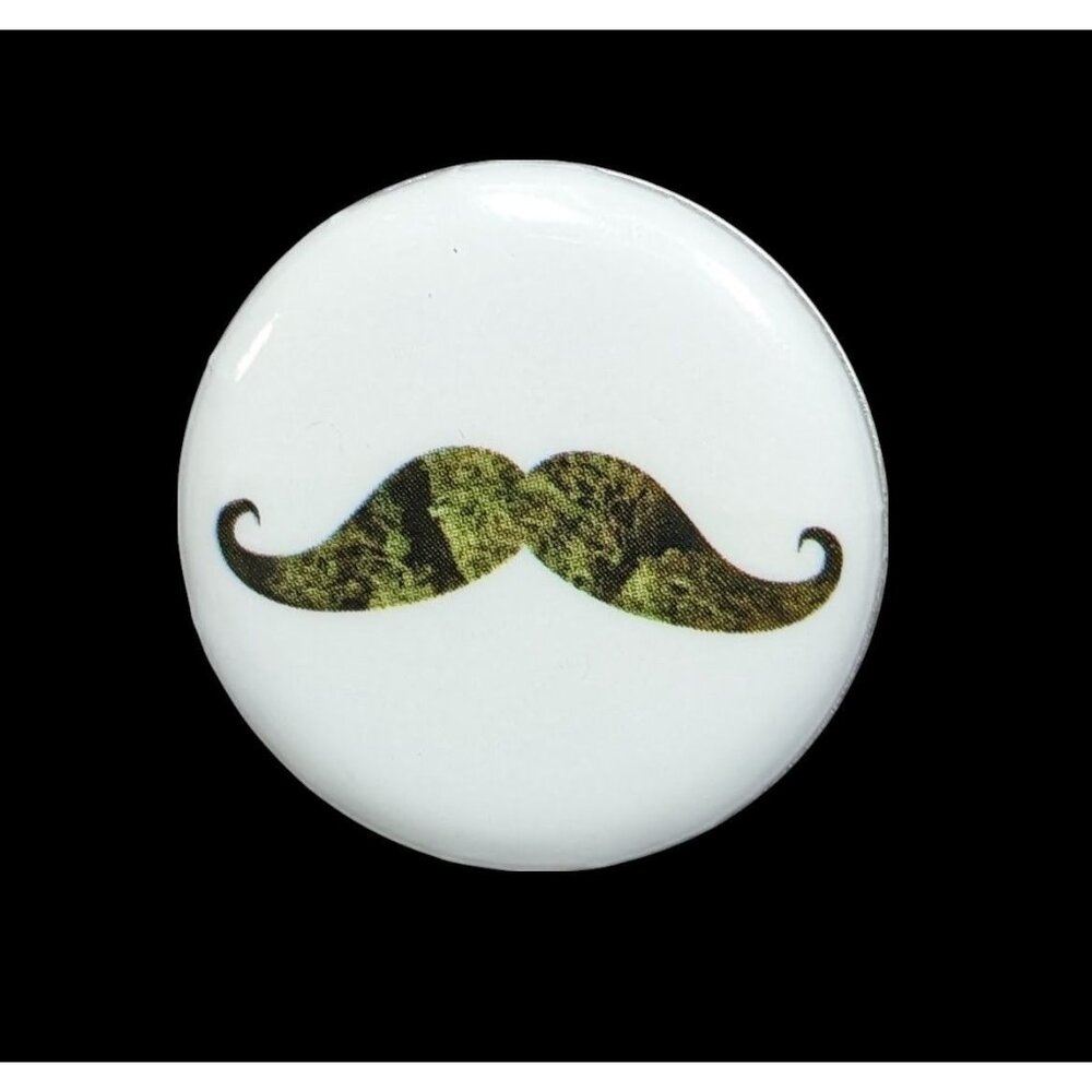 Quirky Hipster Cannabis Print Moustache Pin